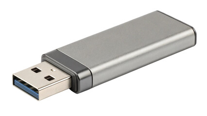 gray usb flash drive, Isolated, transparent background, AI