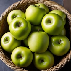 Basket of Fresh Green Apples