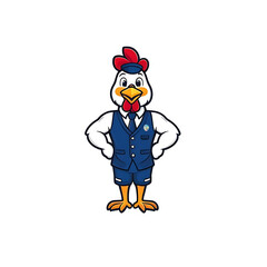 cartoon clown rooster with a big smile