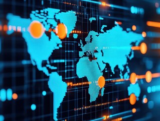 Obraz premium Digital platform showing Ripples blockchain completing international payments, symbolizing success in global finance technology