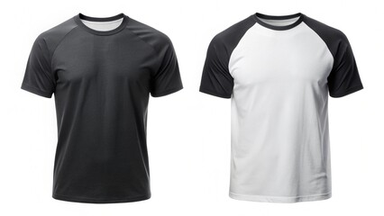 Raglan Short sleeve T-shirt [ Black+ White]
