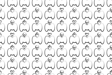 Seamless geometric pattern rounded isolated silhouettes. Vector editable background in flat style of repeating letters M. Endless png pattern for coloring, testel, fabric, wrapping paper