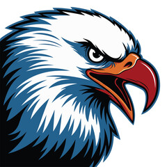 Digital drawing of a fierce eagle's head, side profile.vector illustration 