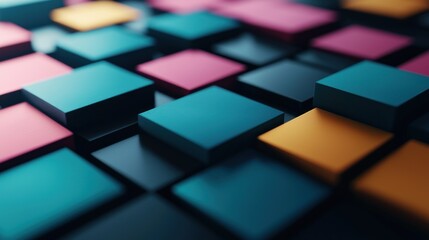 Colorful 3D Geometric Blocks Pattern Background