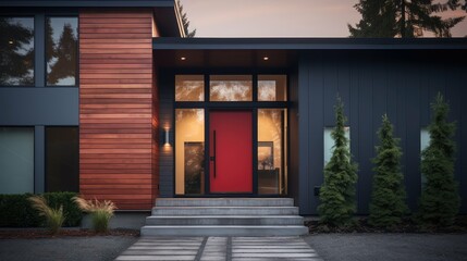 minimalism house red door