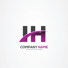 IH or HI Letter Logo Design with a Creative Cut Creative logo design