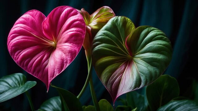 Anthurium flower, often known as tailflower, flamingo flower, and laceleaf.