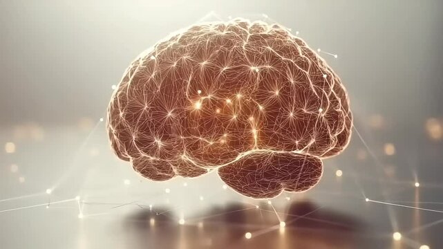 3D render of a human brain with interconnected network - Powered by Adobe