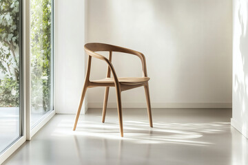 Wooden chair in a sunlit room corner