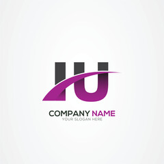 IU or UI Letter Logo Design with a Creative Cut Creative logo design