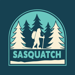 Obraz premium Sasquatch State Bigfoot Hiking in Forest Graphic T-Shirt.