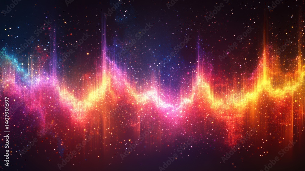 Poster colorful sound wave vector background,audio spectrum for music or voice design element,stock photo
