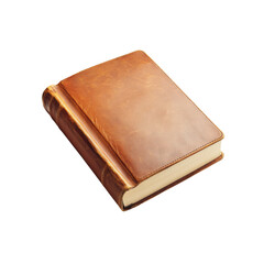Obraz premium Luxurious Brown Leather Journal Book on Transparent background