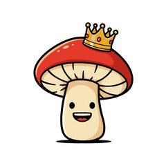 The Happy Mushroom King with a Golden Crown