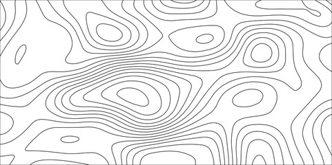 Abstract white contour wave lines topographic background, lines map seamless pattern, modern wallpaper texture and realistic design used for banner and posters, mountain relief geographic pattern.	
