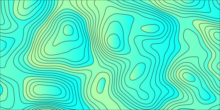 Abstract colorful contour wave lines topographic background, lines map seamless pattern, modern wallpaper texture and realistic design used for banner and posters, mountain relief geographic pattern.	