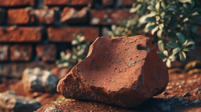 An aged and weathered brick showing detailed textures and decay, symbolizing the passage of time and resilience against aging.
