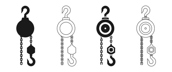 manual hoist icon set vector illustration isolated on white background.