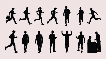 Running People Silhouette Vector