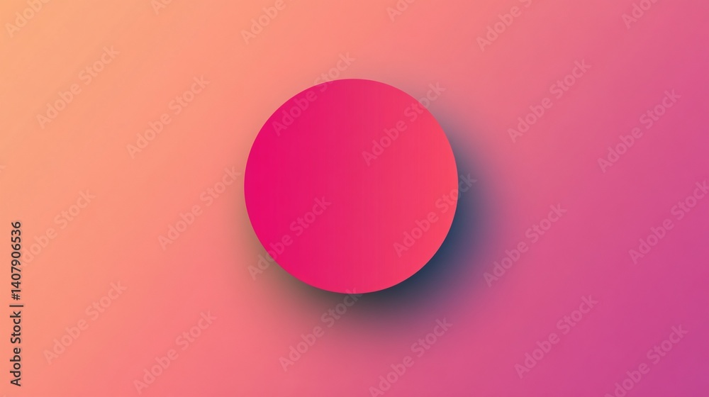 Poster Pink circle casting shadow on gradient background