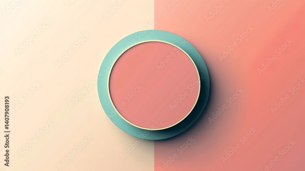 Poster Minimalist abstract background featuring concentric circles on a two-tone surface