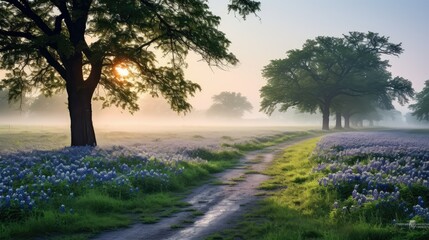 Fototapeta premium tranquility blue bonnet road