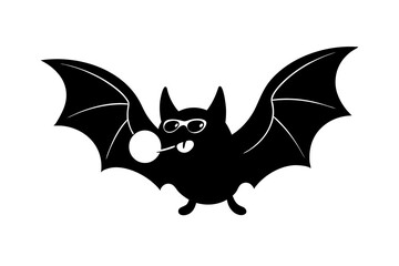 Fototapeta premium Sparkle Bat Face with Magical Starburst Cute Halloween Vector Clipart