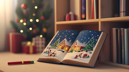 Fototapeta premium Minimalist Christmas，christmas, decoration, christmas tree,holiday, xmas,winter, decorations, celebration, presents,gift, Santa Claus，ornaments，new year，december，seasonal，gift