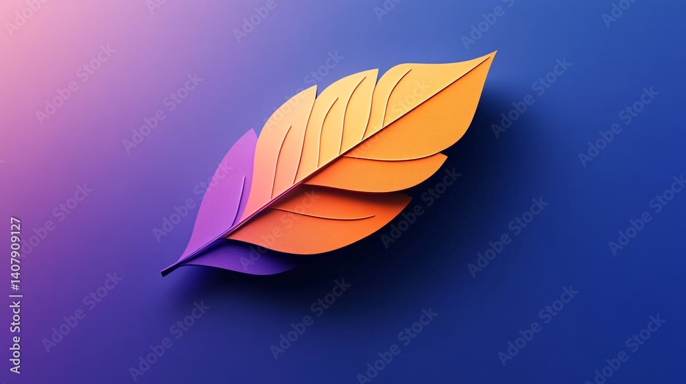 Poster Colorful feather creating a stunning visual on gradient background