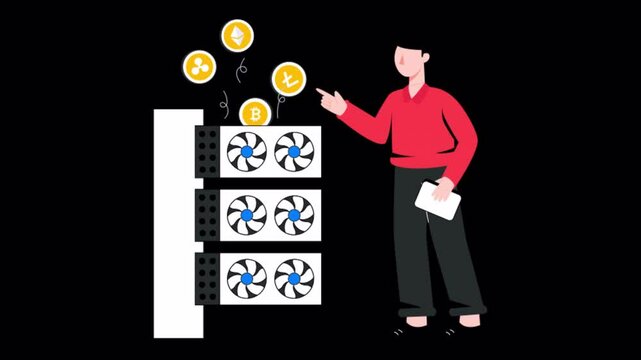 Mining Farm 2D Motion Graphics Animation 4K  Alpha channel Looped