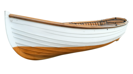 Classic wooden boat isolated on transparent background