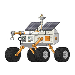 Obraz premium Mars Rover Exploration: A stylized illustration of a futuristic Mars rover, designed with solar panels and advanced machinery, suggesting exploration of the unknown. 