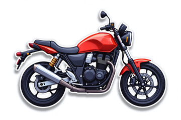 Fototapeta premium Red motorcycle sticker showing detailed design from the side. Features modern components and vibrant colors, ideal for design projects
