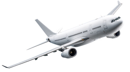 Obraz premium Airplane in Flight: A commercial airliner soars gracefully through the sky, its wings outstretched, symbolizing travel, adventure, and global connectivity.