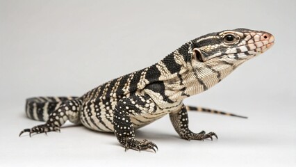 Naklejka premium Argentine Black and White Tegu on studio background 