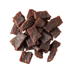 Delicious Pile of Beef Jerky Pieces, Overhead Shot