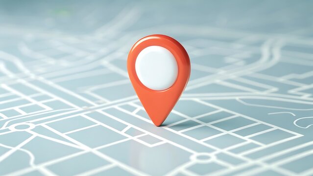 Red map pin icon indicates GPS location for travel navigation.