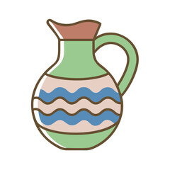Handcrafted Clay Jug icon Vector drawing

