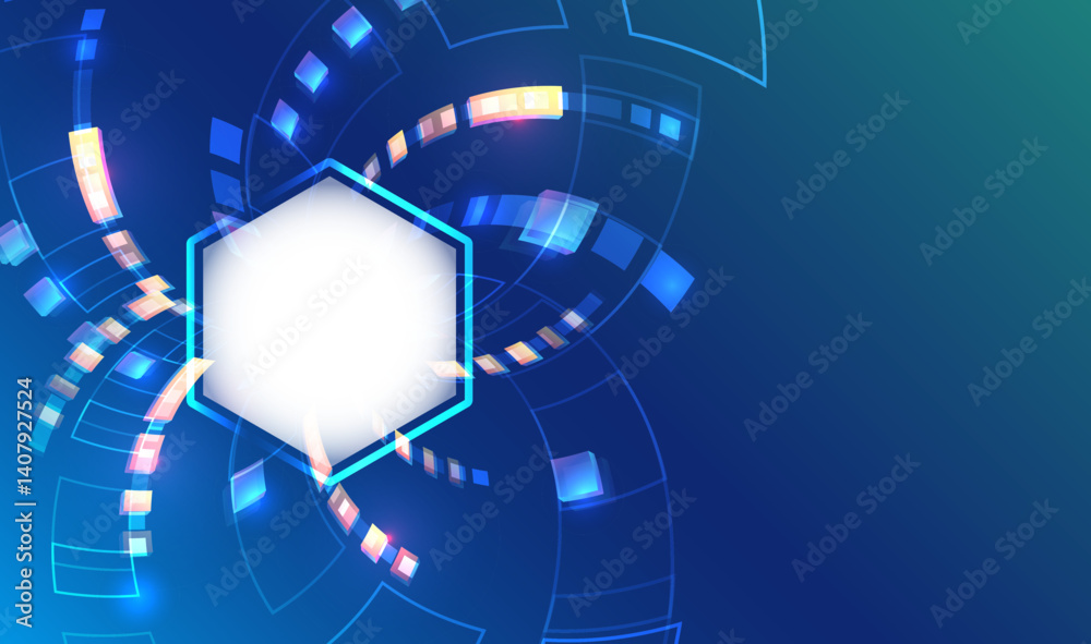 Poster Dynamic abstract background with neon curved elements and digital motion effects. Perfect for high-tech, futuristic and digital interface themes.