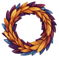 Obraz premium Colorful leaf wreath autumnal design fall foliage circle frame decorative element