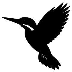 Obraz premium vector silhouette of a kingfisher diving, sharp beak, dynamic pose, 