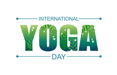 international yoga day banner with green letters
