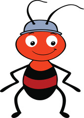 Cartoon Ant with Hat Illustration