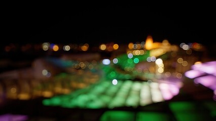 Defocused lights creating bokeh effect at night