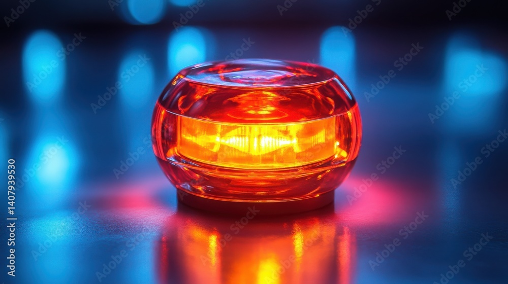 Poster flash red siren light on isolated background,stock image