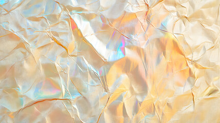 Crinkled iridescent paper studio abstract texture artistic environment close-up view visual concept