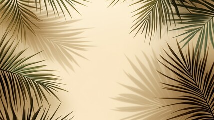 Palm leaves shadows on beige background