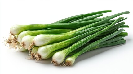 Obraz premium fresh green onion isolated on white background cutout,stock image