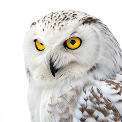 Obraz premium Owl with glowing yellow eyes isolated on a transparent background