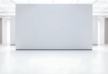 Obraz premium A white floor and a gray wall with a white ceiling, minimalist style, clean and simple, bright lighting, studio environment 